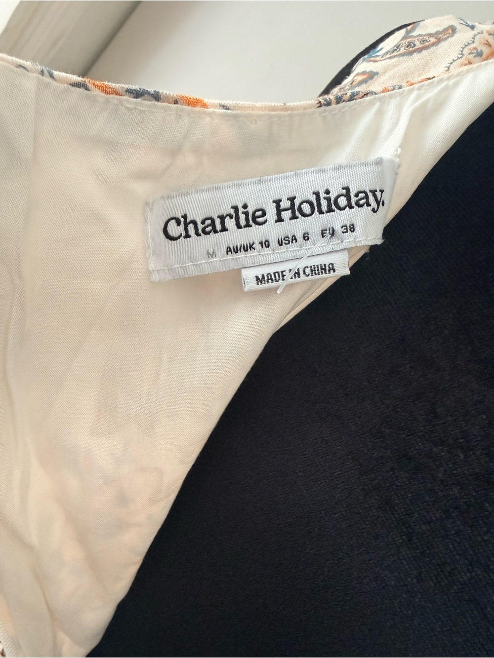 Charlie Holiday Paisley Cutout Mini dress in Cream and Blue - Picture 5 of 7
